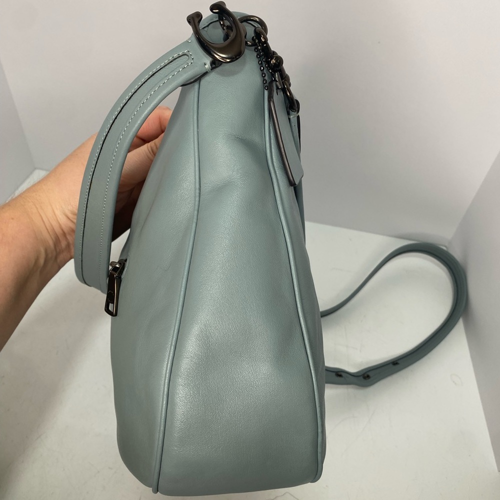 2 Way COACH - SOFT TABBY HOBO Light Blue Sage Pewter Leather Crossbody Bag C6340 - Picture 3 of 16
